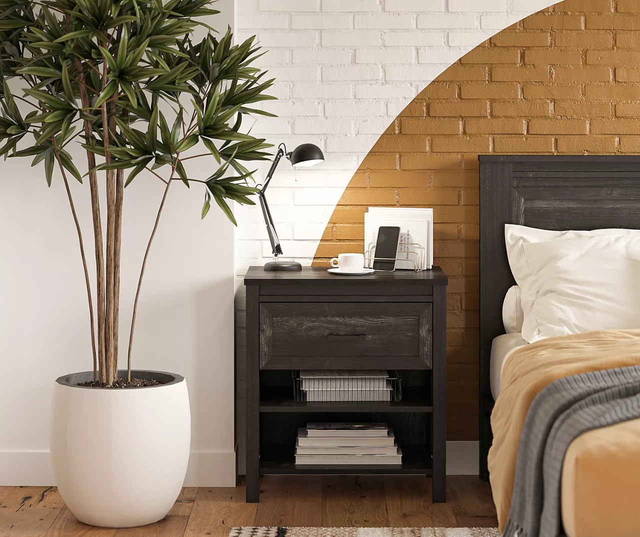 Silverton Black Oak Nightstand With USB Charging 6 Silverton Black Oak Nightstand With USB Charging - Image 6