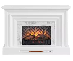 53.5" White Marble Petite Grand Electric Fireplace