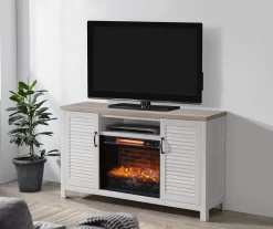 54" 2-Tone Shutter Door Electric Fireplace Console -Home Style Shop 810571321 A8 02