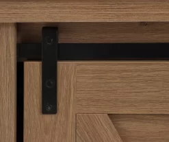 60" Light Brown Oak Barn Door Melamine Electric Fireplace -Home Style Shop 810571322 2