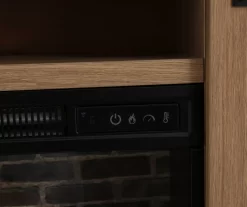 60" Light Brown Oak Barn Door Melamine Electric Fireplace -Home Style Shop 810571322 4