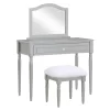 Vanity Table Set With Mirror & Faux Fur Stool