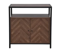 Walnut Chevron 2-Door Storage Cabinet