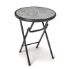 18" Gray Floral Tempered Glass Outdoor Folding Table