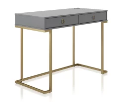 Camila Gray Writing Desk With Wireless Charging