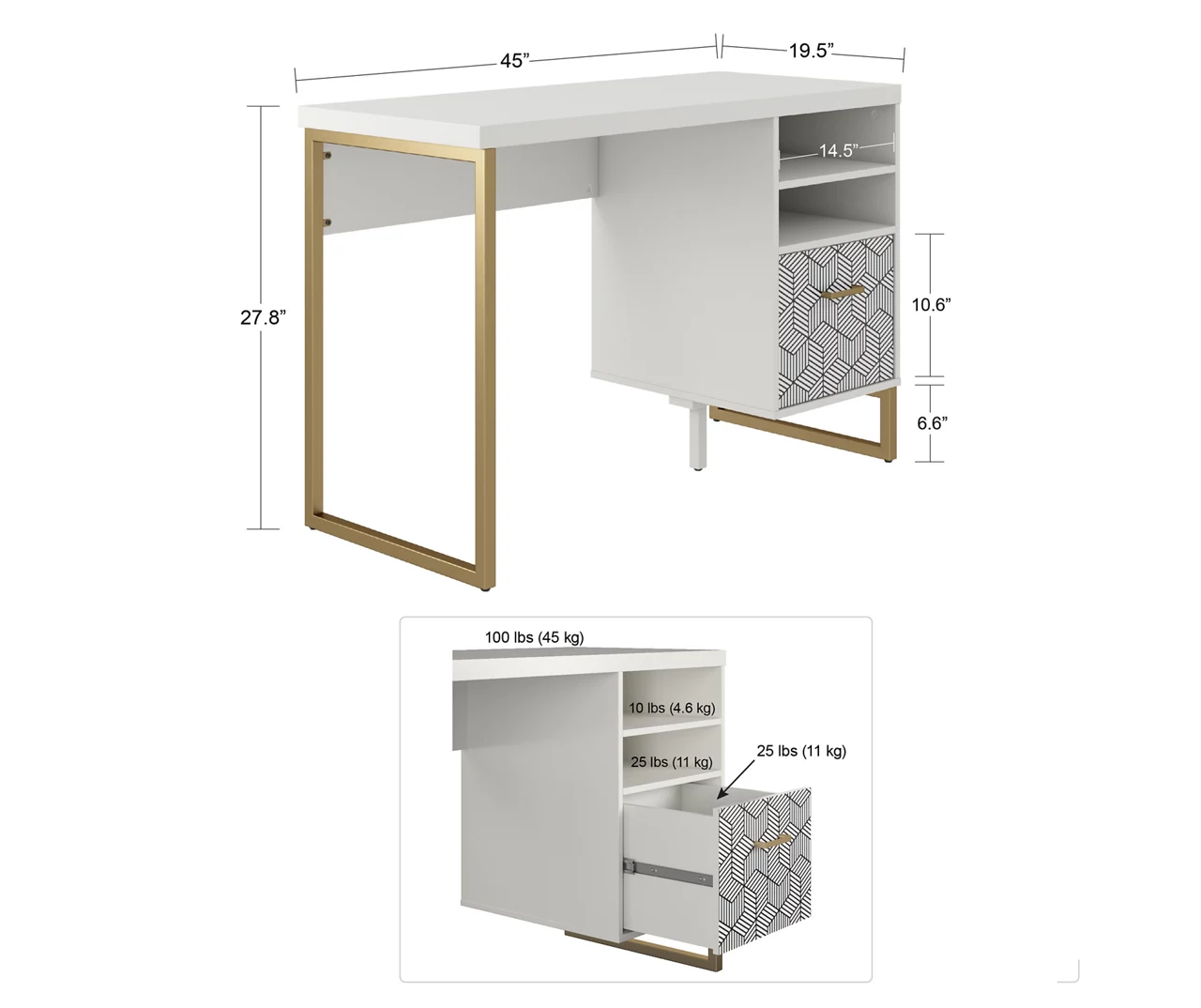 Scarlett White Pedestal Desk 6 Scarlett White Pedestal Desk - Image 6
