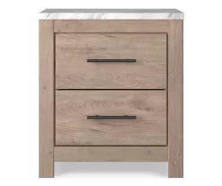 Senniberg Oak & Faux Calcutta 2-Drawer Nightstand