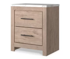 Senniberg Oak & Faux Calcutta 2-Drawer Nightstand -Home Style Shop 810589298 2