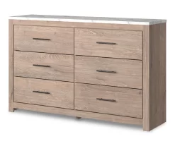 Senniberg Oak & Faux Calcutta 6-Drawer Dresser -Home Style Shop 810589299 2