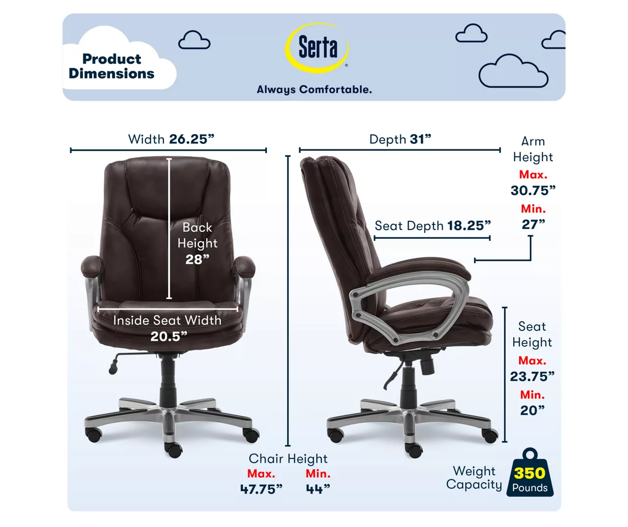 Benton Brown Big & Tall Faux Leather Executive Office Chair 5 Benton Brown Big & Tall Faux Leather Executive Office Chair - Image 5