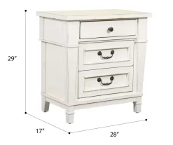 Kali Weathered White 3-Drawer Nightstand -Home Style Shop 810591522 2