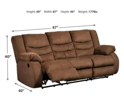 Tulen Chocolate Reclining Sofa -Home Style Shop 810594622 4