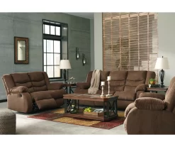 Tulen Chocolate Reclining Sofa -Home Style Shop 810594622 810594623