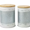 Galvanized Steel & White 2-Piece Metal Storage Stool Set