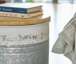 Galvanized Steel & White 2-Piece Metal Storage Stool Set -Home Style Shop 810596862 4