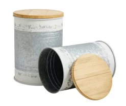 Galvanized Steel & White 2-Piece Metal Storage Stool Set -Home Style Shop 810596862 7