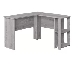 Industrial Gray L-Shaped Corner Desk With Open Storage