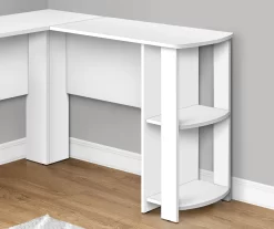 White L-Shaped Corner Desk With Open Storage -Home Style Shop 810597220 3