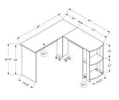 White L-Shaped Corner Desk With Open Storage -Home Style Shop 810597220 4