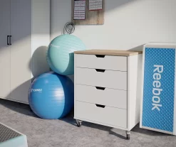 Evolution Vantage White & Weathered Oak 4-Drawer Storage Cart -Home Style Shop 810597741 4