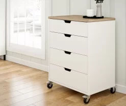 Evolution Vantage White & Weathered Oak 4-Drawer Storage Cart -Home Style Shop 810597741 5