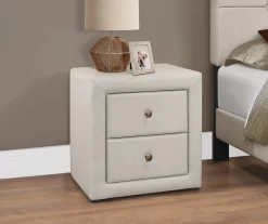 Monarch Linen Upholstered Nightstand -Home Style Shop 810598501 B0