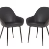 Mid-Century Modern Navy Faux Leather Dining Chairs, 2-Pack