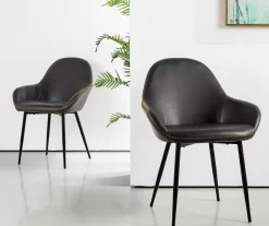 Glitzhome Mid-Century Modern Faux Leather Dining Chairs, 2-Pack -Home Style Shop 810598715 A0 4 1