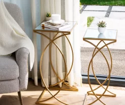 Gold Glass Top 2-Piece Nesting Accent Table Set -Home Style Shop 810598720 A0 2