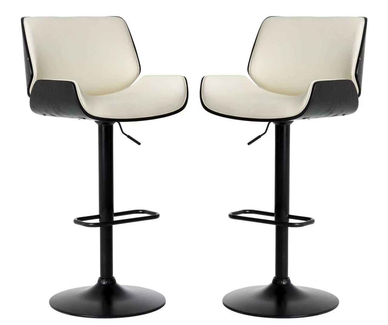 Glitzhome Mid-Century Modern Faux Leather Adjustable Bar Stools, 2-Pack 2 Glitzhome Mid-Century Modern Faux Leather Adjustable Bar Stools, 2-Pack - Image 2
