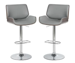Glitzhome Mid-Century Modern Faux Leather & Chrome Adjustable Bar Stools, 2-Pack 23 Glitzhome Mid-Century Modern Faux Leather & Chrome Adjustable Bar Stools, 2-Pack -Home Style Shop 810598739 A0 1