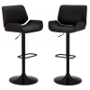 Glitzhome Mid-Century Modern Faux Leather Adjustable Bar Stools, 2-Pack