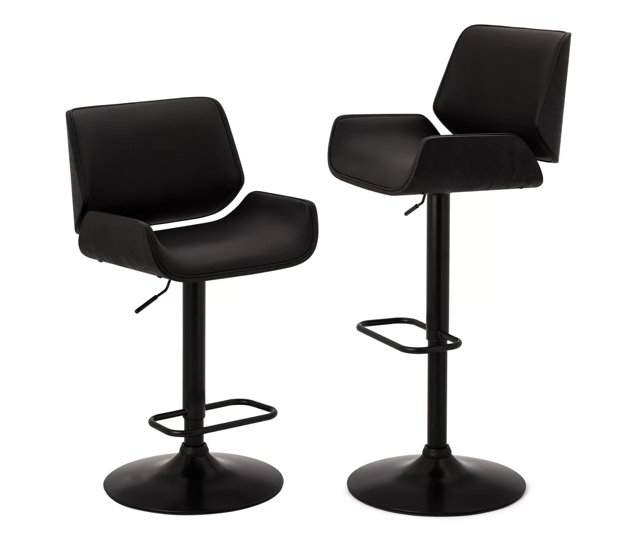 Glitzhome Mid-Century Modern Faux Leather Adjustable Bar Stools, 2-Pack 3 Glitzhome Mid-Century Modern Faux Leather Adjustable Bar Stools, 2-Pack - Image 3