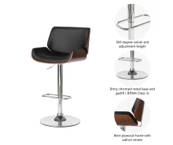 Glitzhome Mid-Century Modern Faux Leather & Chrome Adjustable Bar Stools, 2-Pack 31 Glitzhome Mid-Century Modern Faux Leather & Chrome Adjustable Bar Stools, 2-Pack -Home Style Shop 810598742 A0 6