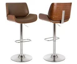 Glitzhome Mid-Century Modern Faux Leather & Chrome Adjustable Bar Stools, 2-Pack 22 Glitzhome Mid-Century Modern Faux Leather & Chrome Adjustable Bar Stools, 2-Pack -Home Style Shop 810598743 A0 1