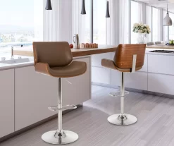 Glitzhome Mid-Century Modern Faux Leather & Chrome Adjustable Bar Stools, 2-Pack 39 Glitzhome Mid-Century Modern Faux Leather & Chrome Adjustable Bar Stools, 2-Pack -Home Style Shop 810598743 A0 3