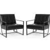 Glitzhome Modern Industrial Faux Leather Accent Chairs, 2-Pack