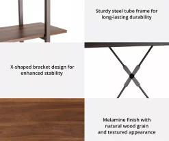 Walnut Modern Open 4-Shelf Bookcase -Home Style Shop 810598940 A0 6