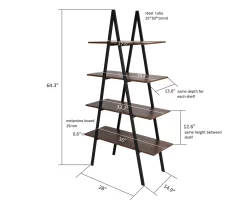 Walnut Modern A-Frame 4-Shelf Bookcase -Home Style Shop 810598942 A0 7