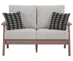 Emmeline Wood Look Cushioned Patio Loveseat