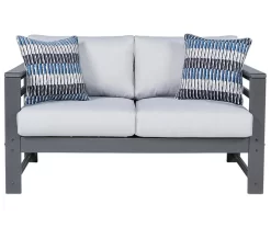 Amora Wood Look Cushioned Patio Loveseat
