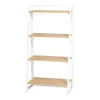 Blonde Wood Look & White 4-Tier Folding Bookcase