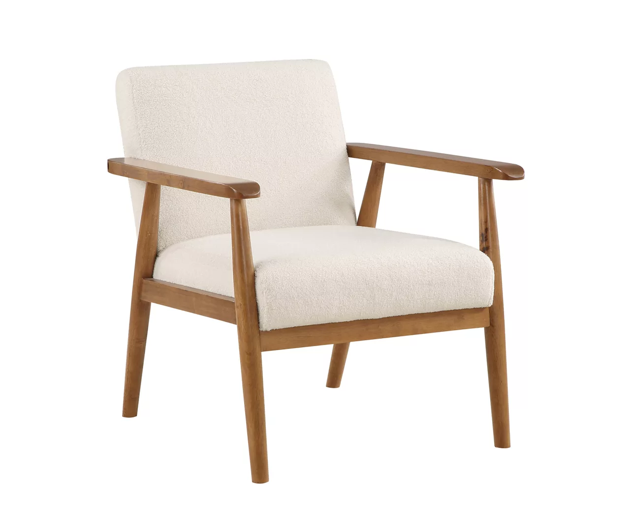 Cream Boucle & Wood Accent Chair 1 Cream Boucle & Wood Accent Chair