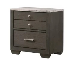 Southall Espresso & Faux Marble 3-Drawer Nightstand