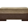 Alesbury Brown Faux Leather Ottoman