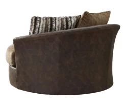 Alesbury Brown Faux Leather Oversize Swivel Accent Chair -Home Style Shop 810612255 2