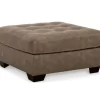 Keskin Brown Faux Leather Oversize Accent Ottoman