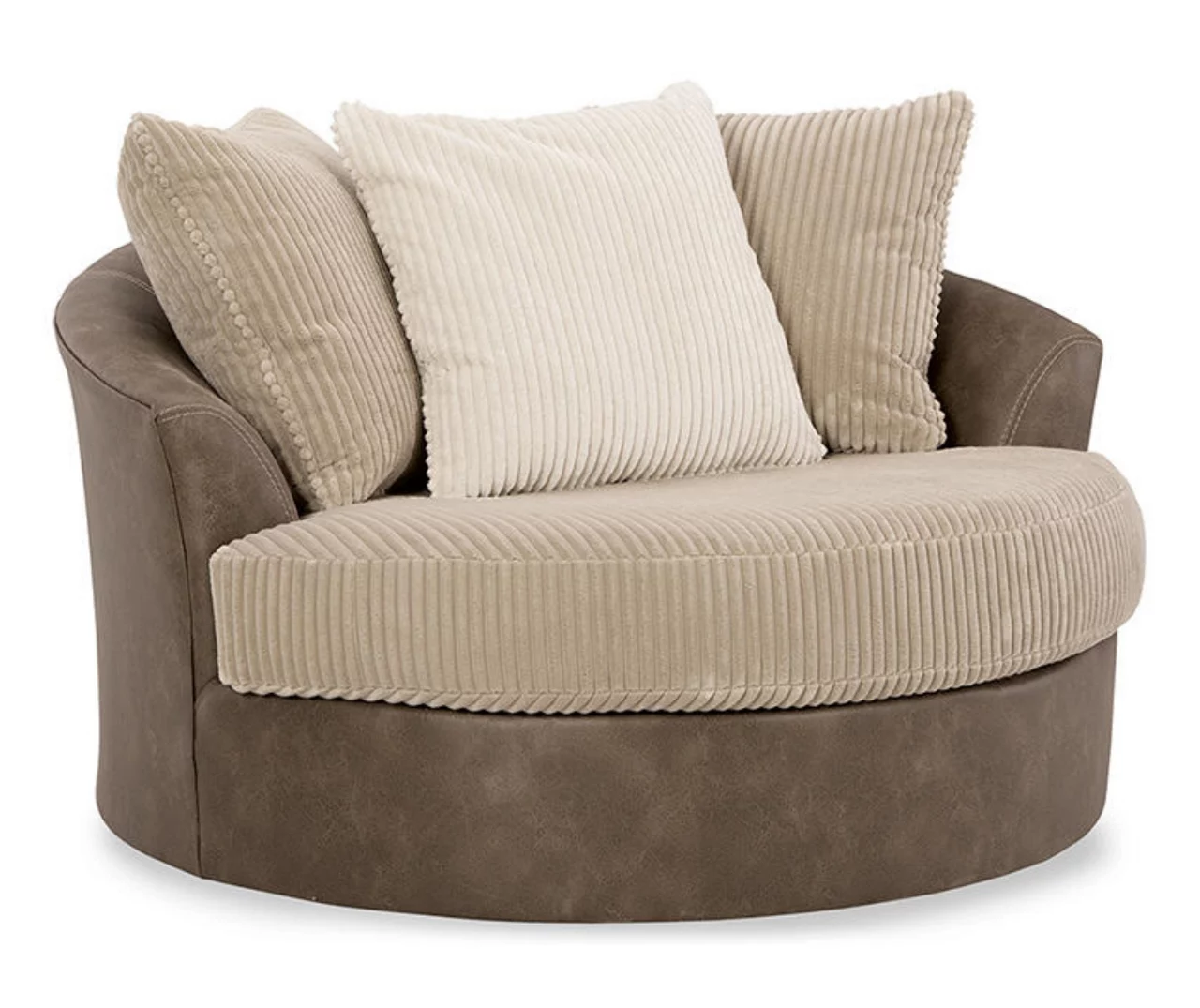 Keskin Brown Faux Leather Oversize Swivel Accent Chair 2 Keskin Brown Faux Leather Oversize Swivel Accent Chair - Image 2