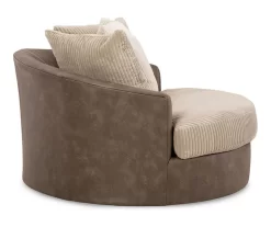 Keskin Brown Faux Leather Oversize Swivel Accent Chair 7 Keskin Brown Faux Leather Oversize Swivel Accent Chair -Home Style Shop 810612413 3