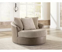 Keskin Brown Faux Leather Oversize Swivel Accent Chair 9 Keskin Brown Faux Leather Oversize Swivel Accent Chair -Home Style Shop 810612413 5